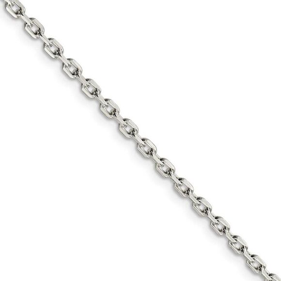 2.75mm Sterling Silver Solid Beveled Oval Cable Chain Necklace 16 In